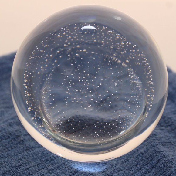 Vintage Paperweight Clear Art Glass Controlled Bubbles Round 3” Decor Sphere - Picture 8 of 9